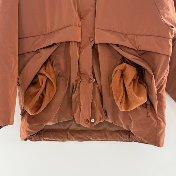 Moussy Puffer Jacket Detachable Hood Insulated Terracotta Free/ One Size - Picture 7 of 15